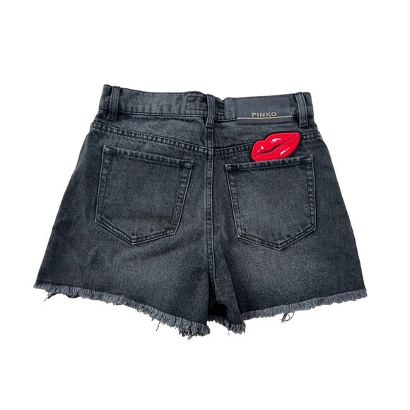 Pinko Black Limousine Gina Denim Shorts Sequin Lips ( 26 ) - Picture 5 of 5